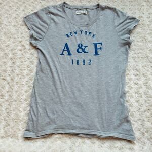 Abercrombie & Fitch New York Gray Cap Sleeve Cotton Embroidered T Shirt Medium